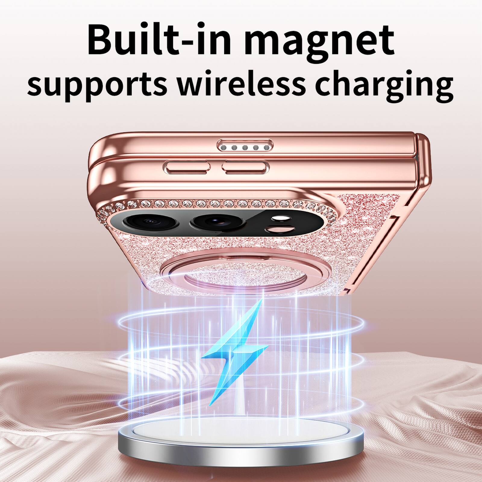 Built-in magnet supports wireless charging