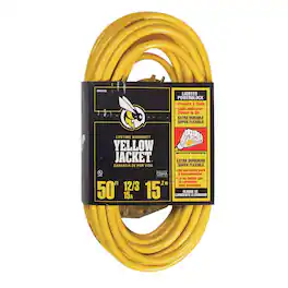 YELLOW JACKET - Indoor or Outdoor 50 ft. L Triple Outlet Cord 12/3 SJTW - Yellow