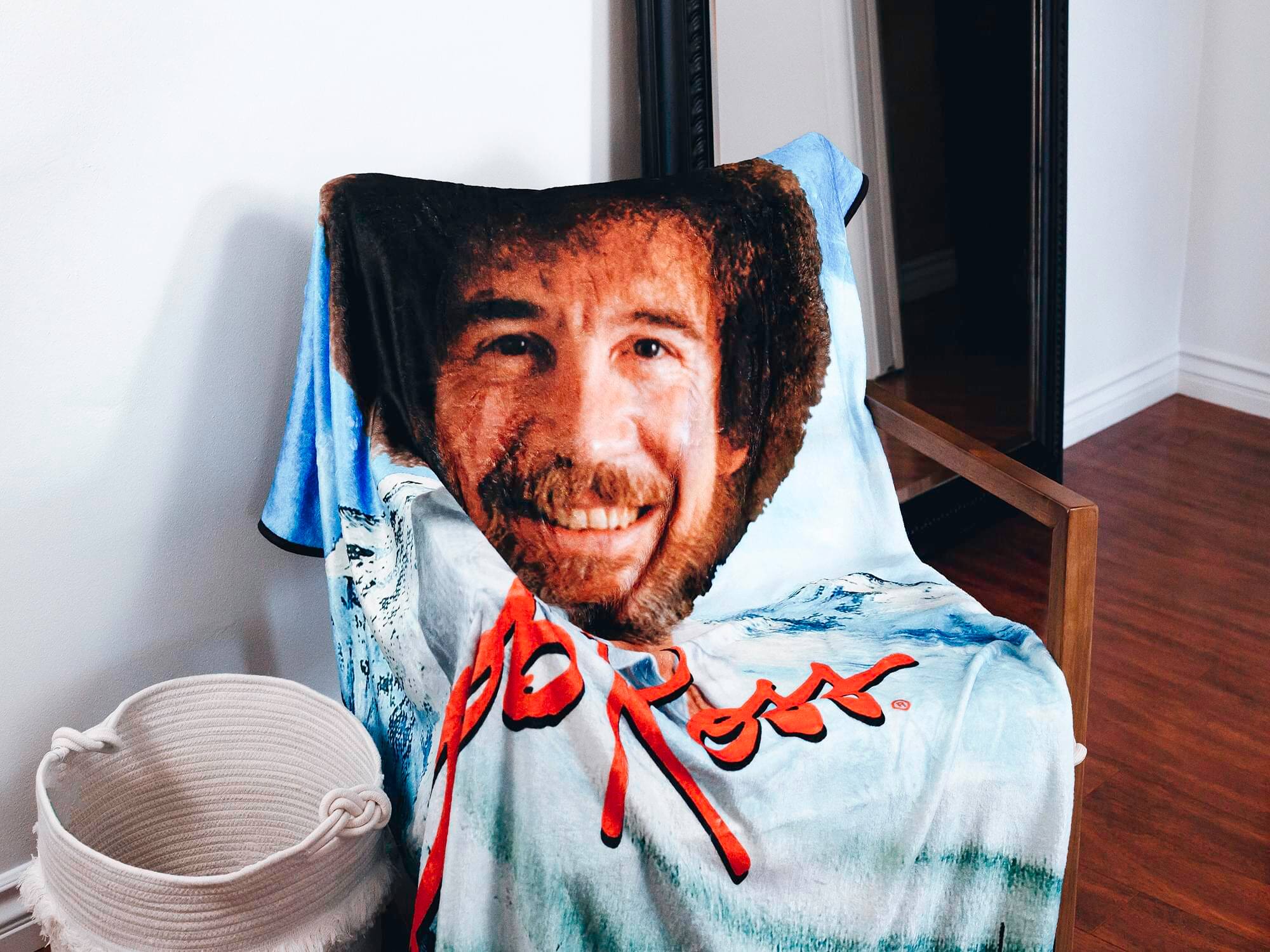 Alt View 3. Surreal Entertainment - Bob Ross Design Soft and Cozy Throw Size Fleece Plush Blanket | 45 x 60 Inches - Blue.