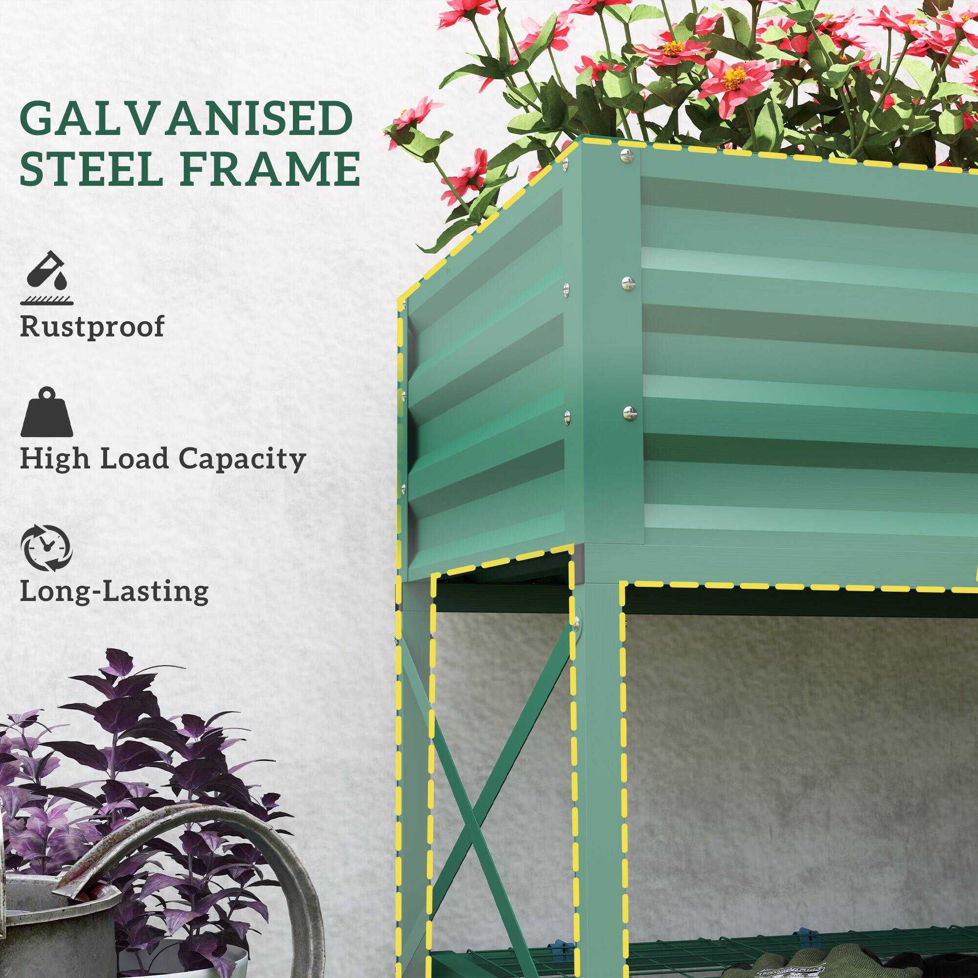 GALVANISED STEEL FRAME

- Rustproof
- High Load Capacity
- Long-Lasting