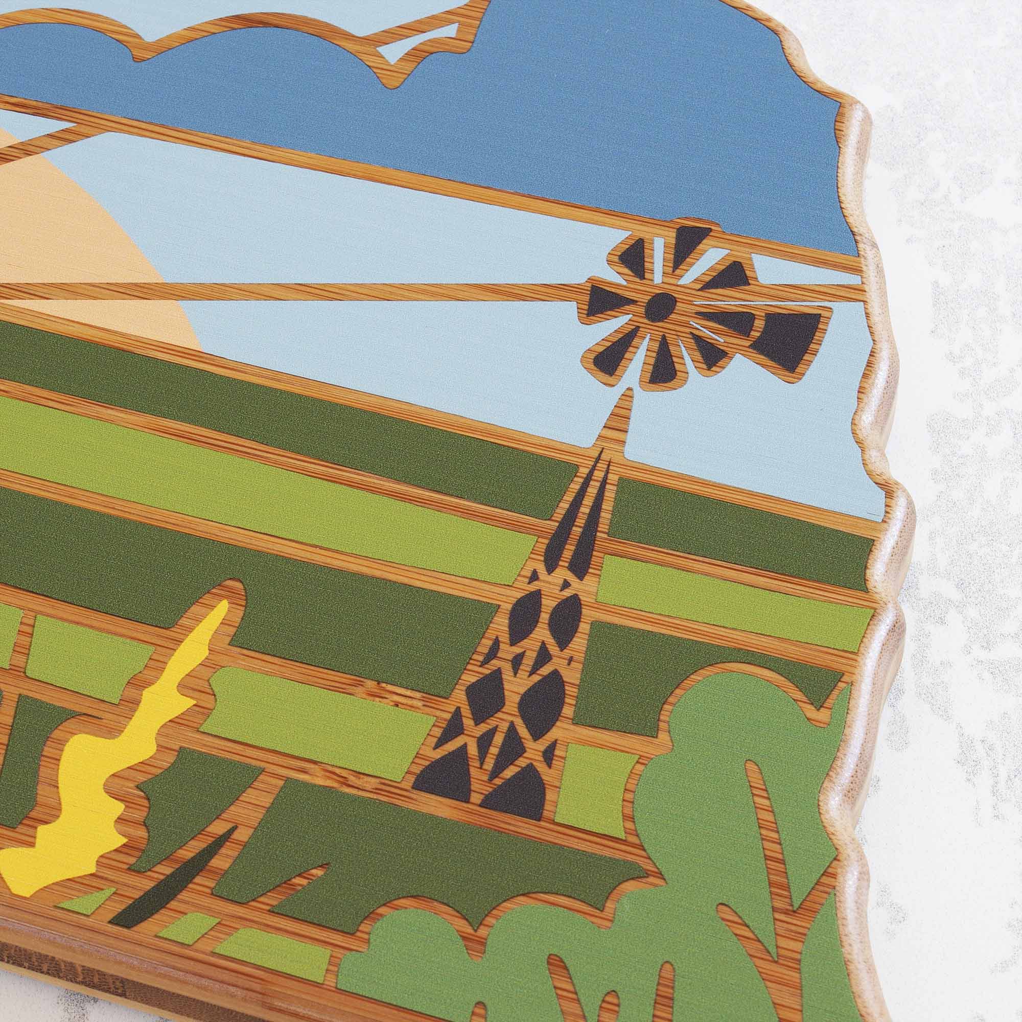 Alt View 2. Totally Bamboo - Nebraska Cutting Board with Artwork by Summer Stokes.