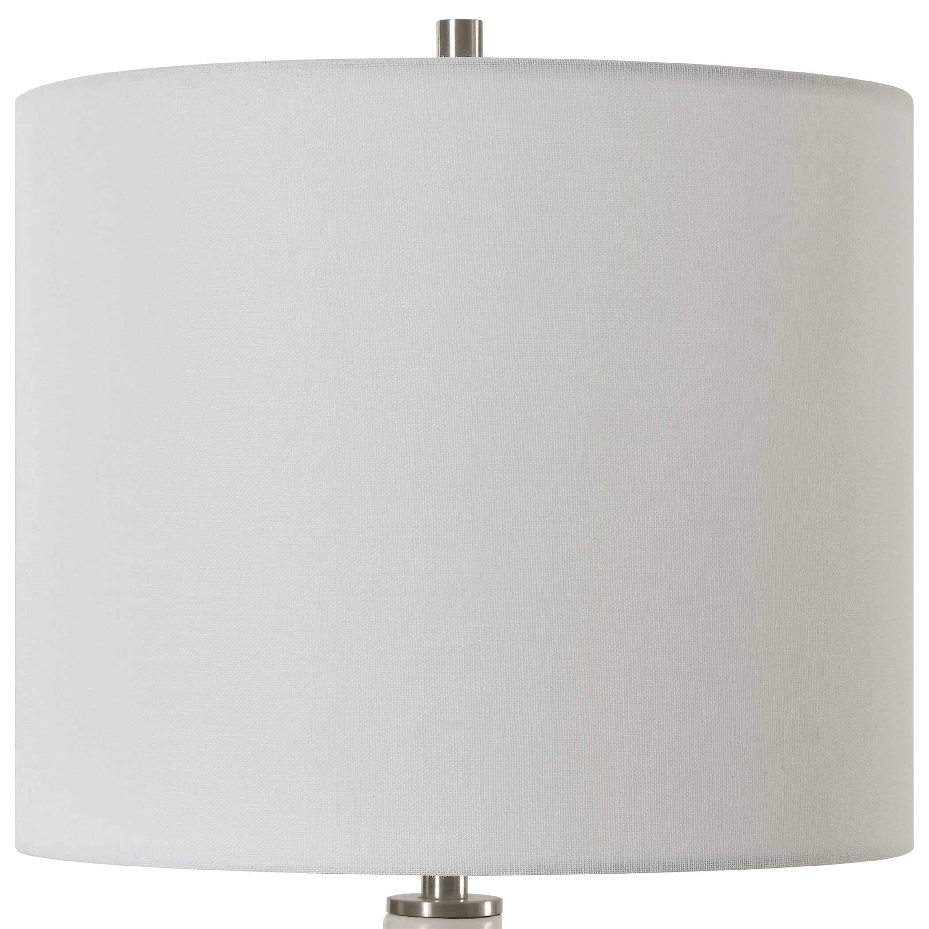 Angle. Manhattan Lane - Table Lamp, Linen Shade, 23 Inch Ceramic Accent - Black, White.