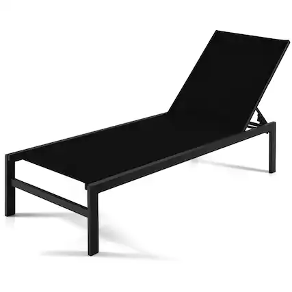 Front. Costway - Costway Patio 6-Position Lounge Chair Chaise Aluminium Adjust Recliner - Black.