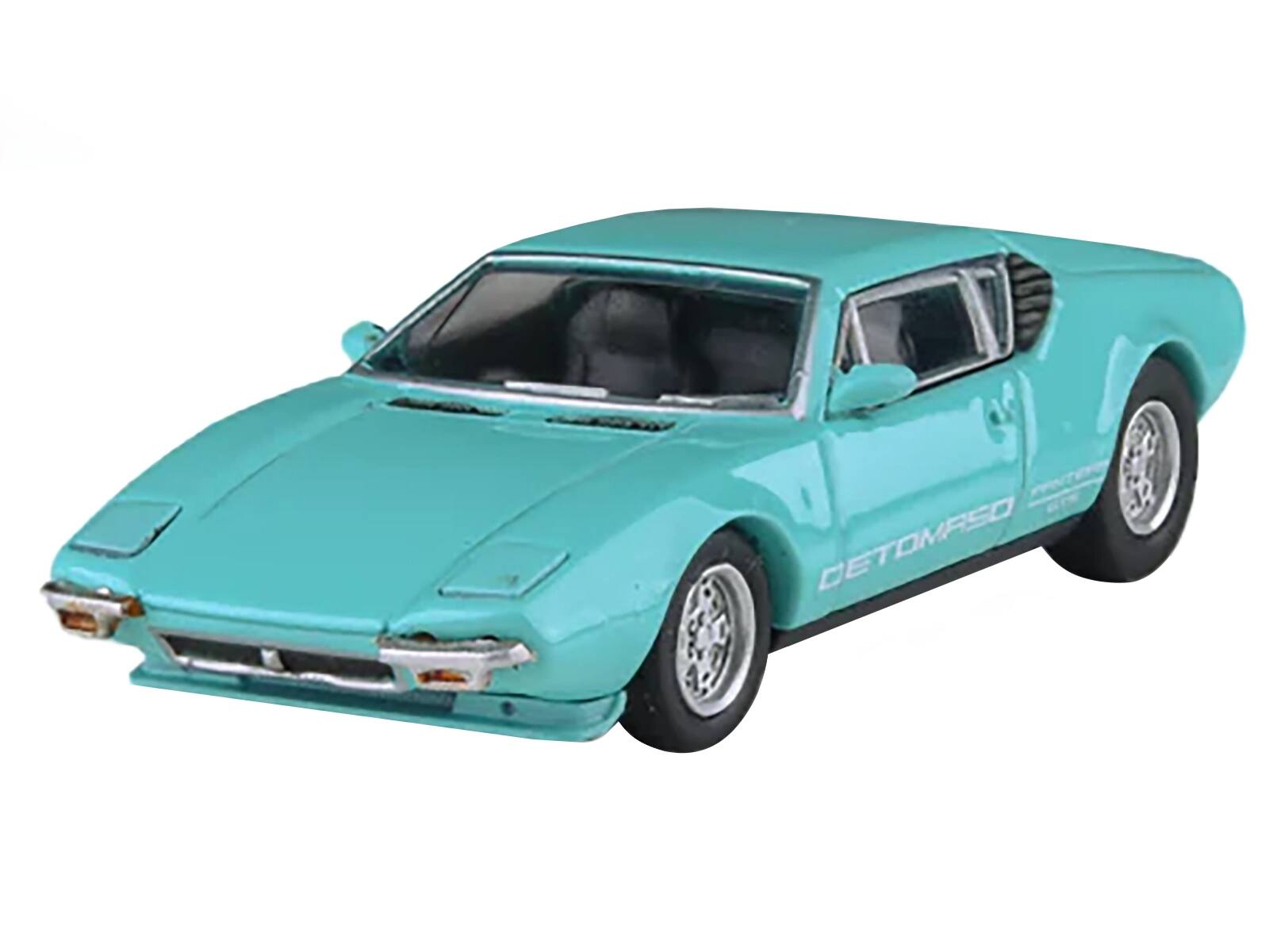 Angle. Paragon - 1972 De Tomaso Pantera Verde Aqua 1/64 Diecast Model Car by Paragon Models - Blue.