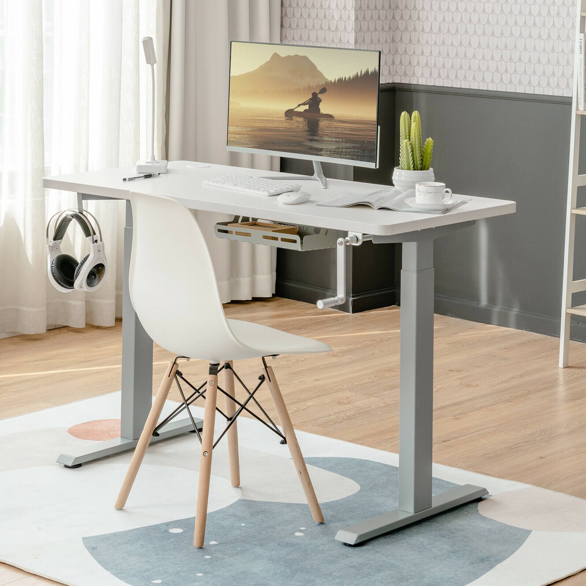 Alt View 1. Costway - Costway Hand Crank Sit to Stand Desk Frame Height Adjustable Standing Base - Grey.