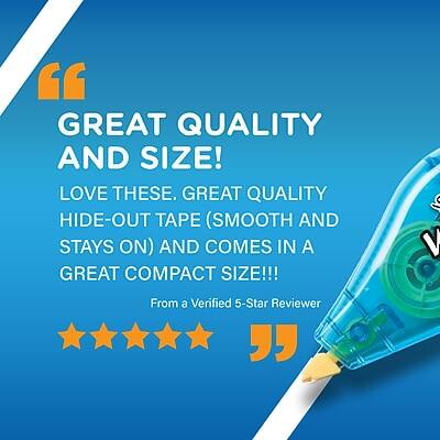 GREAT QUALITY AND SIZE!  
LOVE THESE. GREAT QUALITY HIDE-OUT TAPE (SMOOTH AND STAYS ON) AND COMES IN A GREAT COMPACT SIZE!!!  
From a Verified 5-Star Reviewer