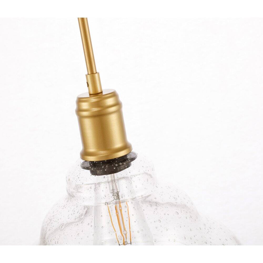 Alt View 2. Living District - Gil 1 Light Brass And Clear Seeded Glass Pendant - Brass And Clear Seeded Glass.