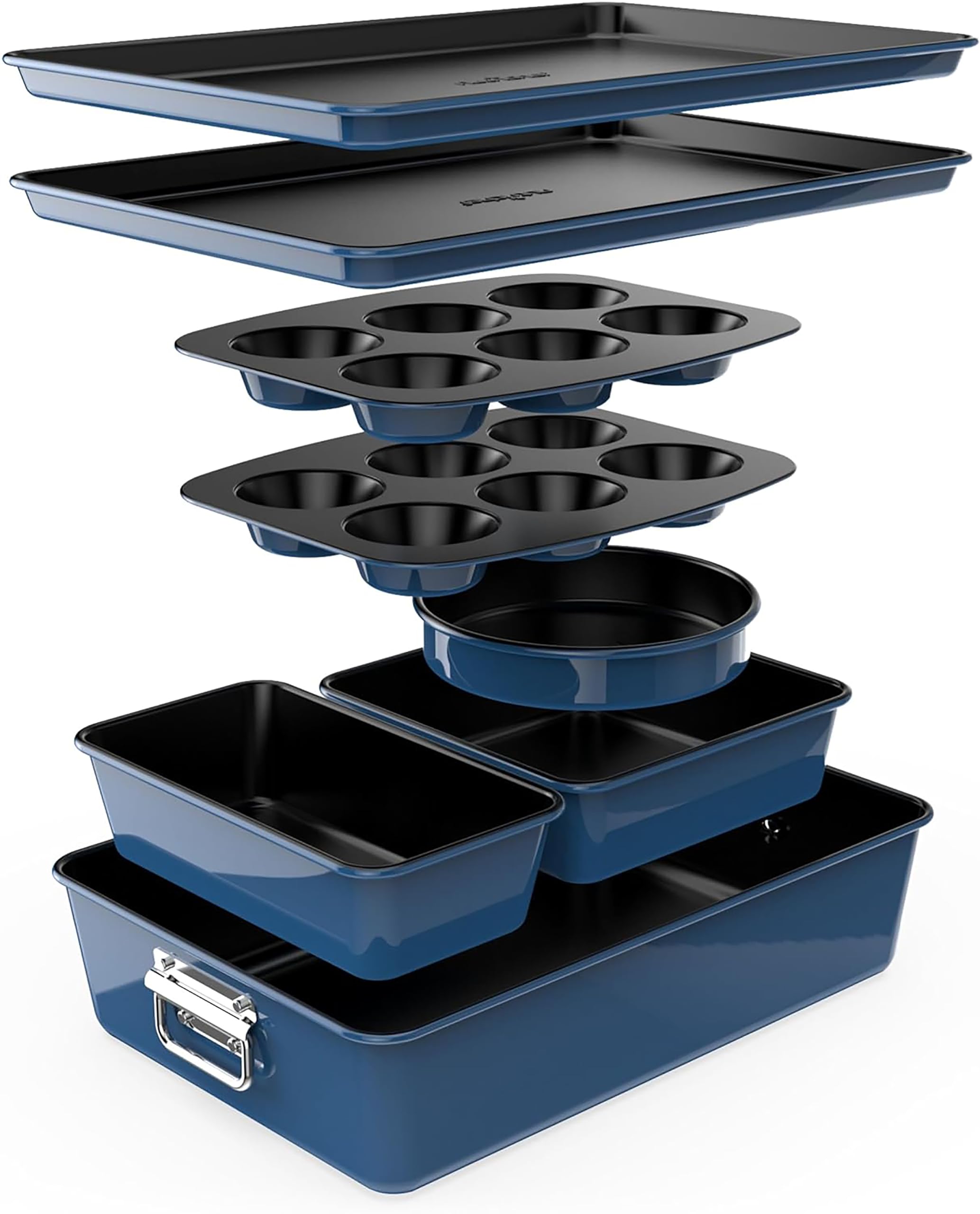 Front. NutriChef - NutriChef 8-Piece Nonstick Stackable Bakeware Set - None.