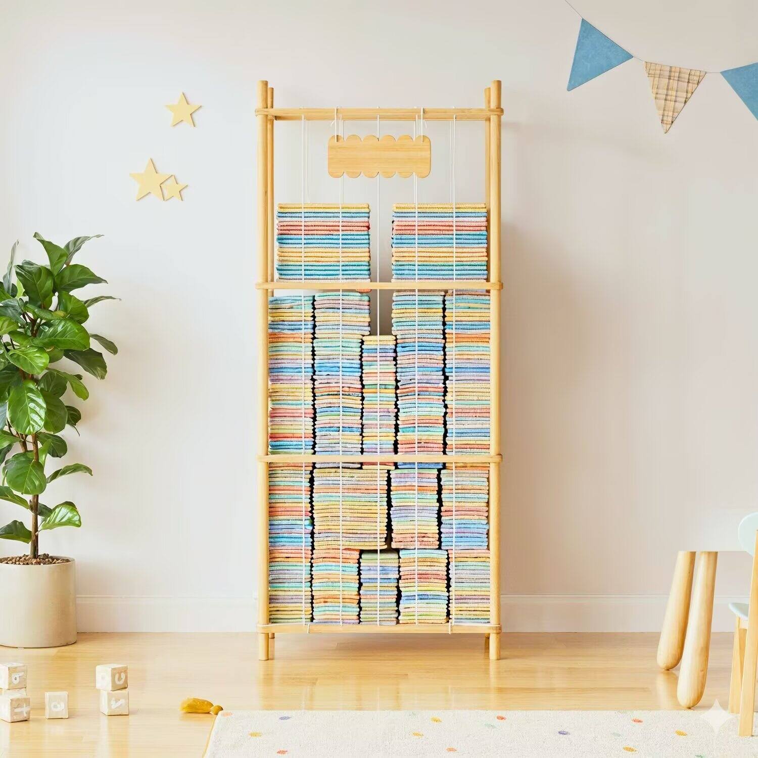 Alt View 1. Tooloton - Wooden Storage Organizer for Bedding, Large Capacity Closet Unit, Natural Finish, 15.8 Inches Wide - Natural.