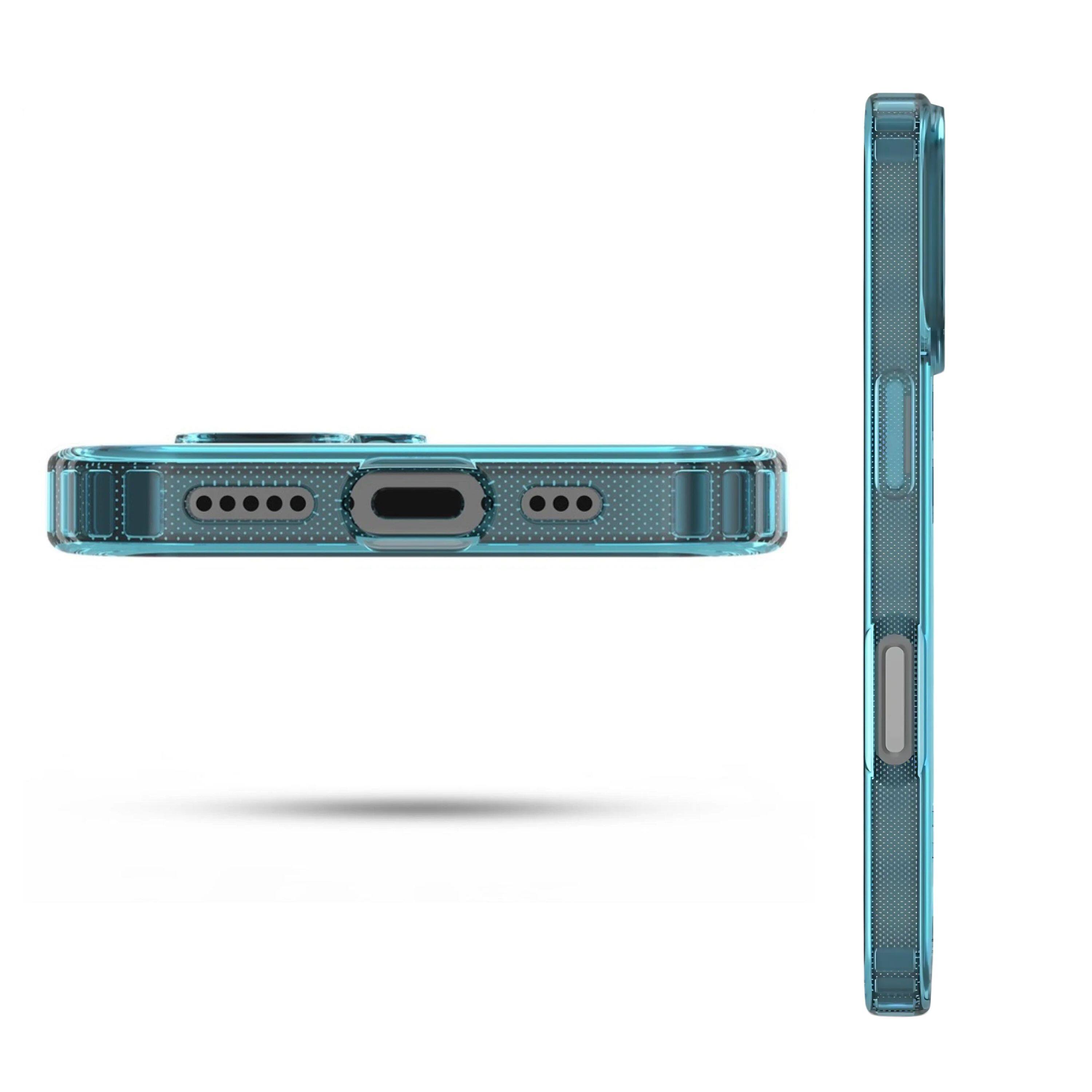 Back. Kitcheniva - Transparent Blue Magnetic Charging Case For iPhone 17 - Blue.