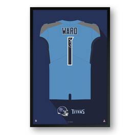Sporticulture - Cam Ward Tennessee Titans Facsimile Signature Framed Jersey Art Print - Blue