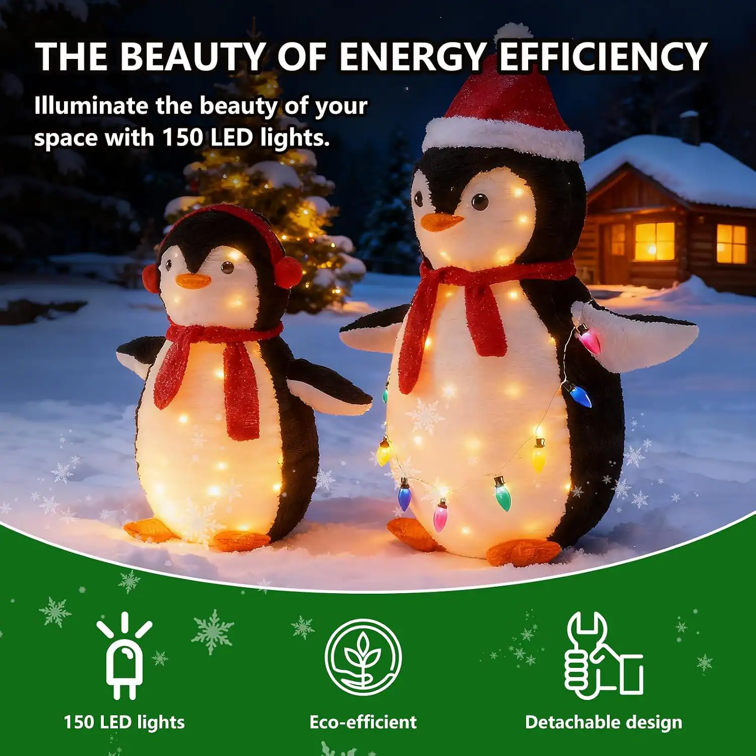 THE BEAUTY OF ENERGY EFFICIENCY  
Illuminate the beauty of your space with 150 LED lights.  

150 LED lights  
Eco-efficient  
Detachable design