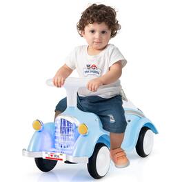 Gymax - Kids Ride on Push Car w/ Steering Wheel Horn & Light Under Seat Storage - Blue