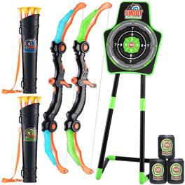 Sugift - 2-Pack LED Bow and Arrow Set for Kids with 12 Suction Arrows, 1 Standing Target, 3 Score Targets & 2 Light-U Quiver