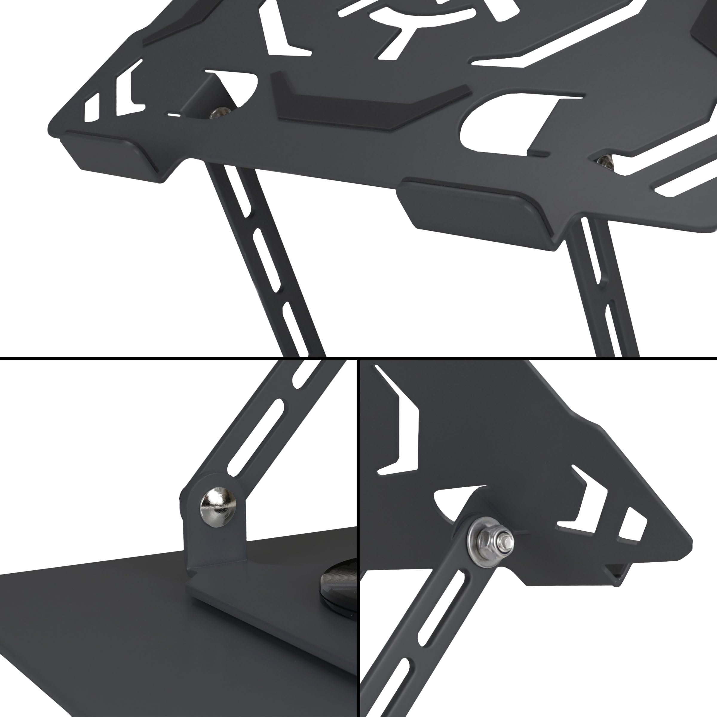 Alt View 1. HongFei - R1 Rotating Laptop Stand with 3 Cable Holders - Adjustable Laptop Riser for Desk, Metal Foldable Stand - Black - Black.