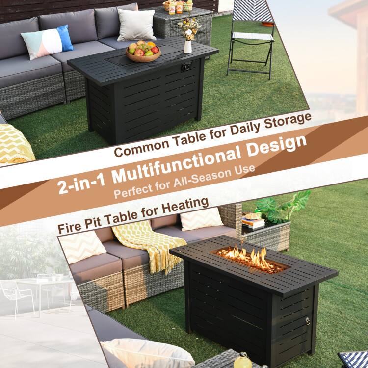 Common Table for Daily Storage  
2-in-1 Multifunctional Design  
Perfect for All-Season Use  
Fire Pit Table for Heating