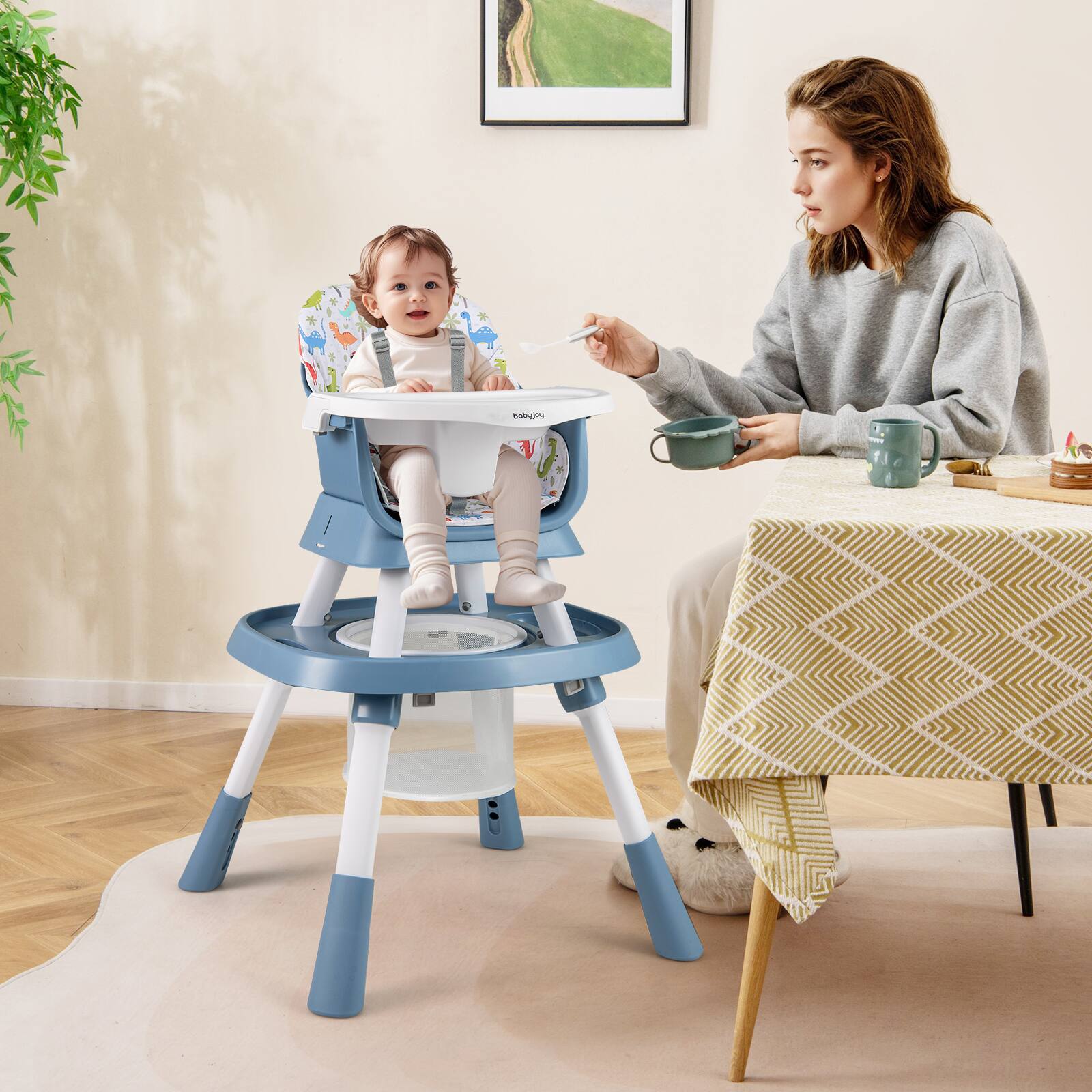Alt View 1. Gymax - Gymax 16-in-1 Baby High Chair w/ Activity Center Booster Seat Building Block Table Celadon - Green.