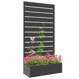 Outsunny - Planter for Climbing Plants, Raised Garden Bed with Trellis - Black
