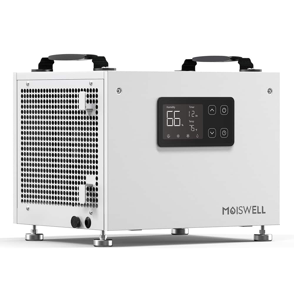 Moiswell - 70 Pints Energy Star Commercial Dehumidifier for Crawlspace Basement with Drain Hose