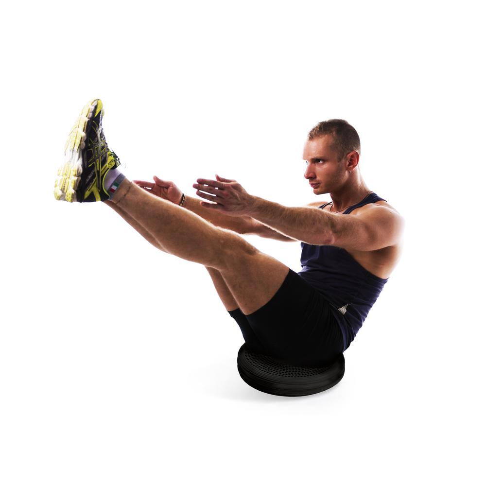 Angle. Floortex - Active Anti-Mircobial Heavy Duty Balance Disc with Hand Pump - Black.