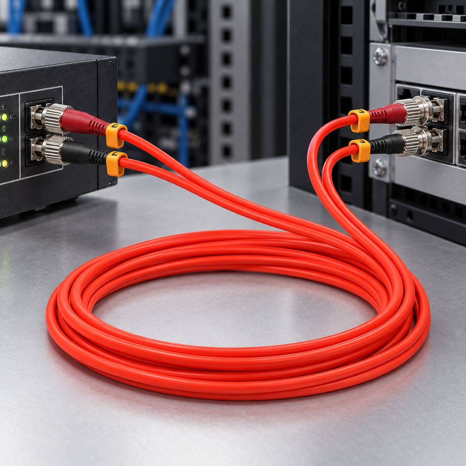 Back. Sanoxy - 3 Meters ST to ST Duplex 62.5/125 Multimode OM1 Fiber Optic Cable - Multi.
