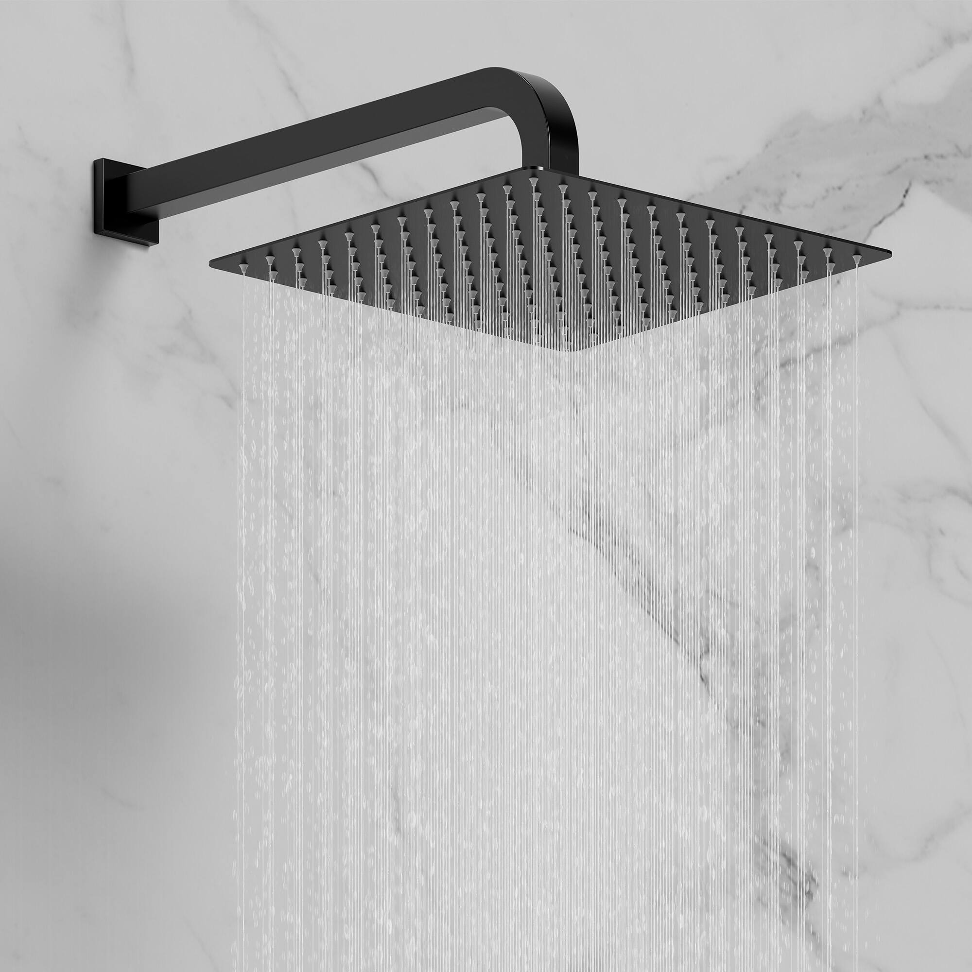 Alt View 9. GRANDJOY - Thermostatic Dual Shower Faucet Kit with 10" Overhead Rain Shower and 59" Stainless Hose Handheld Shower Head - Matte Black.