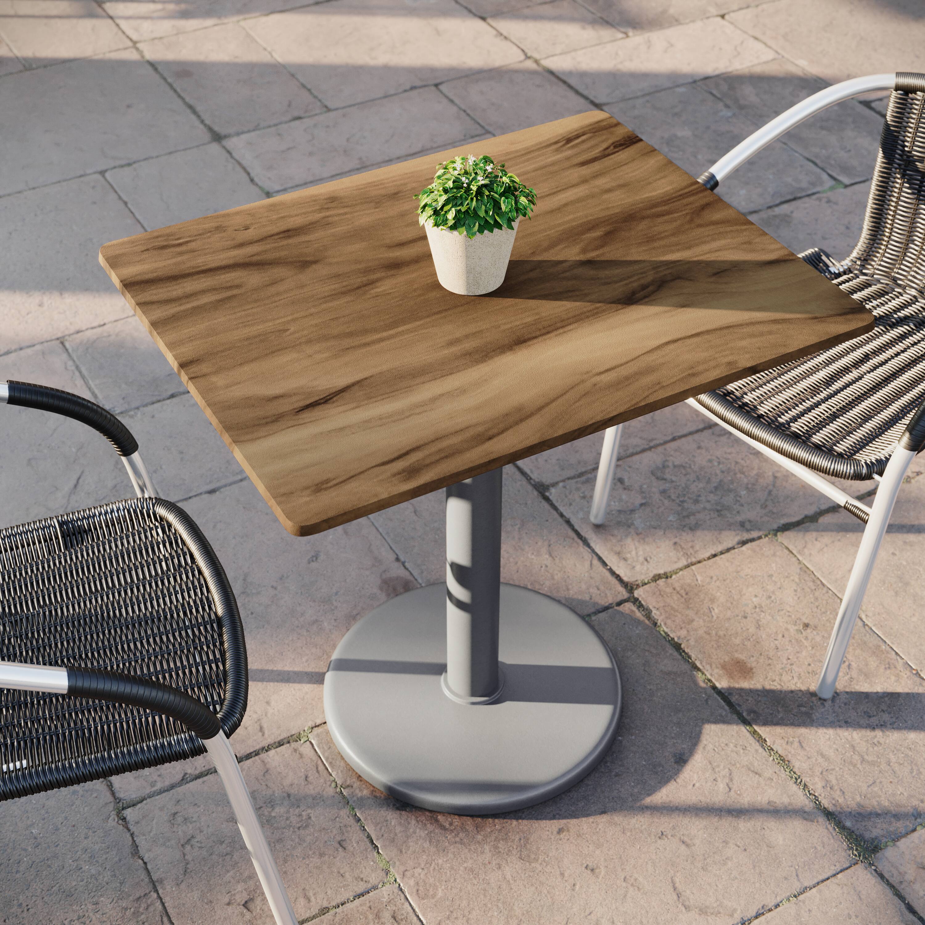 Alt View 4. Emma + Oliver - PureShield Indoor Outdoor Tabletop with Seam-Free Surface Innovation and Cast Iron Bistro Table Base - Natural/Silver Base.