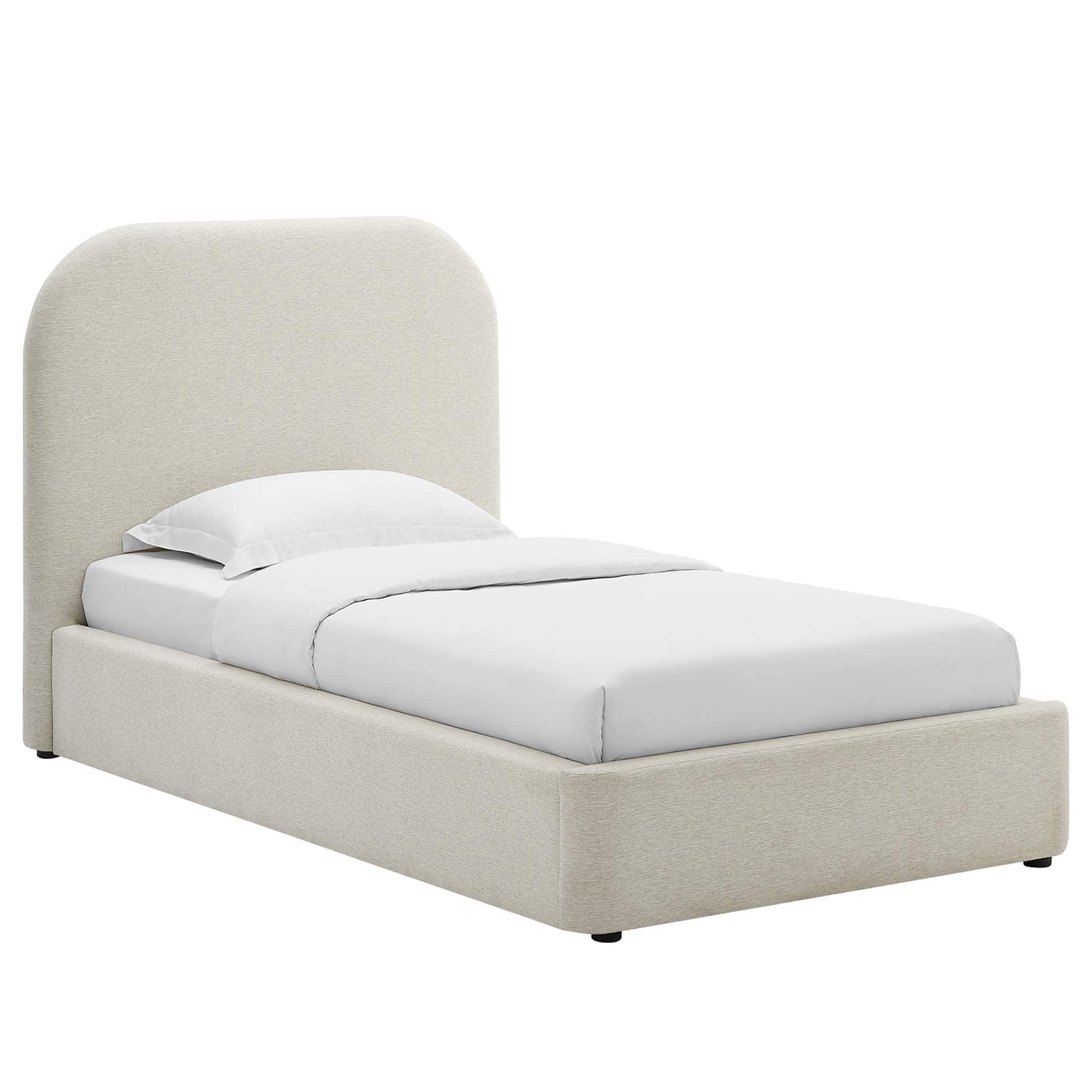 Modway - Keynote Upholstered Fabric Curved Twin Platform Bed - White