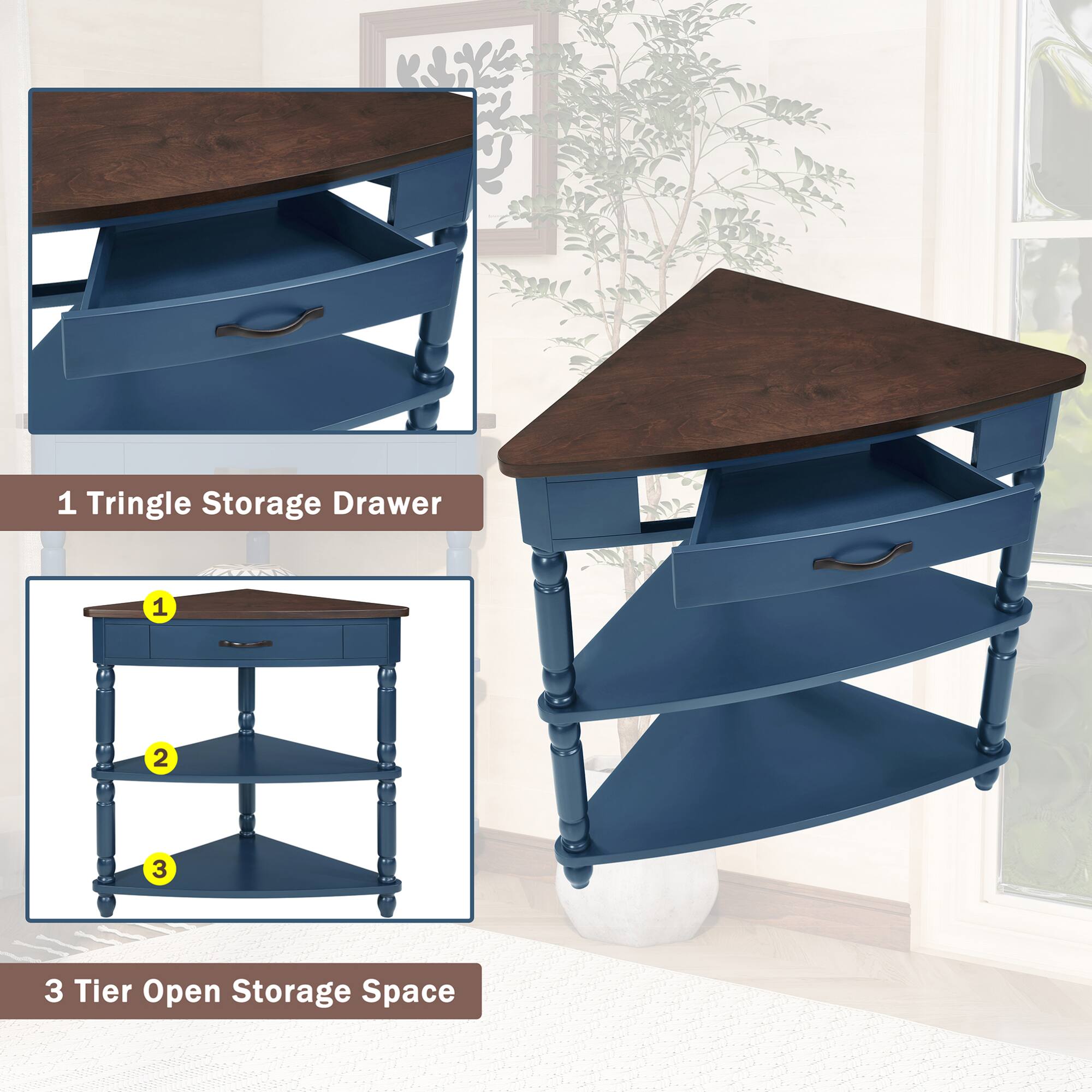 1 Tringle Storage Drawer

3 Tier Open Storage Space