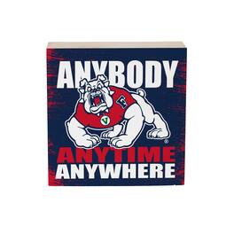 Evergreen Enterprises - Fresno State Bulldogs 6" Square Fan Chant Wood Block Shelf Sign - Multicolor