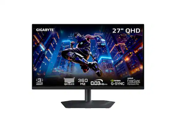 GIGABYTE 27" QHD 3 YEARS WARRANTY AMD FreeSync Premium Pro NVIDIA G-SYNC QD-OLED 360 Hz 0.03 MS
