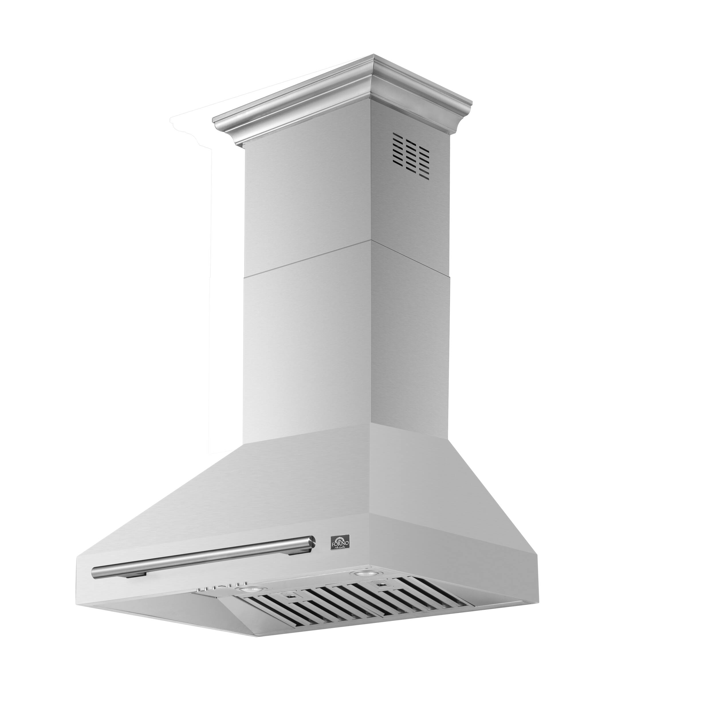 Angle. Forno Appliances - Aria 30 in. Convertible Wall-Mounted Range Hood - Silver.