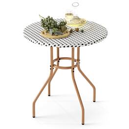 Gymax - 27.5'' Outdoor Bistro Table PE Rattan Round Patio Side Table w/ Heavy Duty Metal Frame - Black