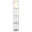 Angle. Simple Designs - Round Etagere Storage Floor Lamp with 2 USB, 1 Outlet - Gray.