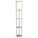 Angle. Simple Designs - Round Etagere Storage Floor Lamp with 2 USB, 1 Outlet - Gray.