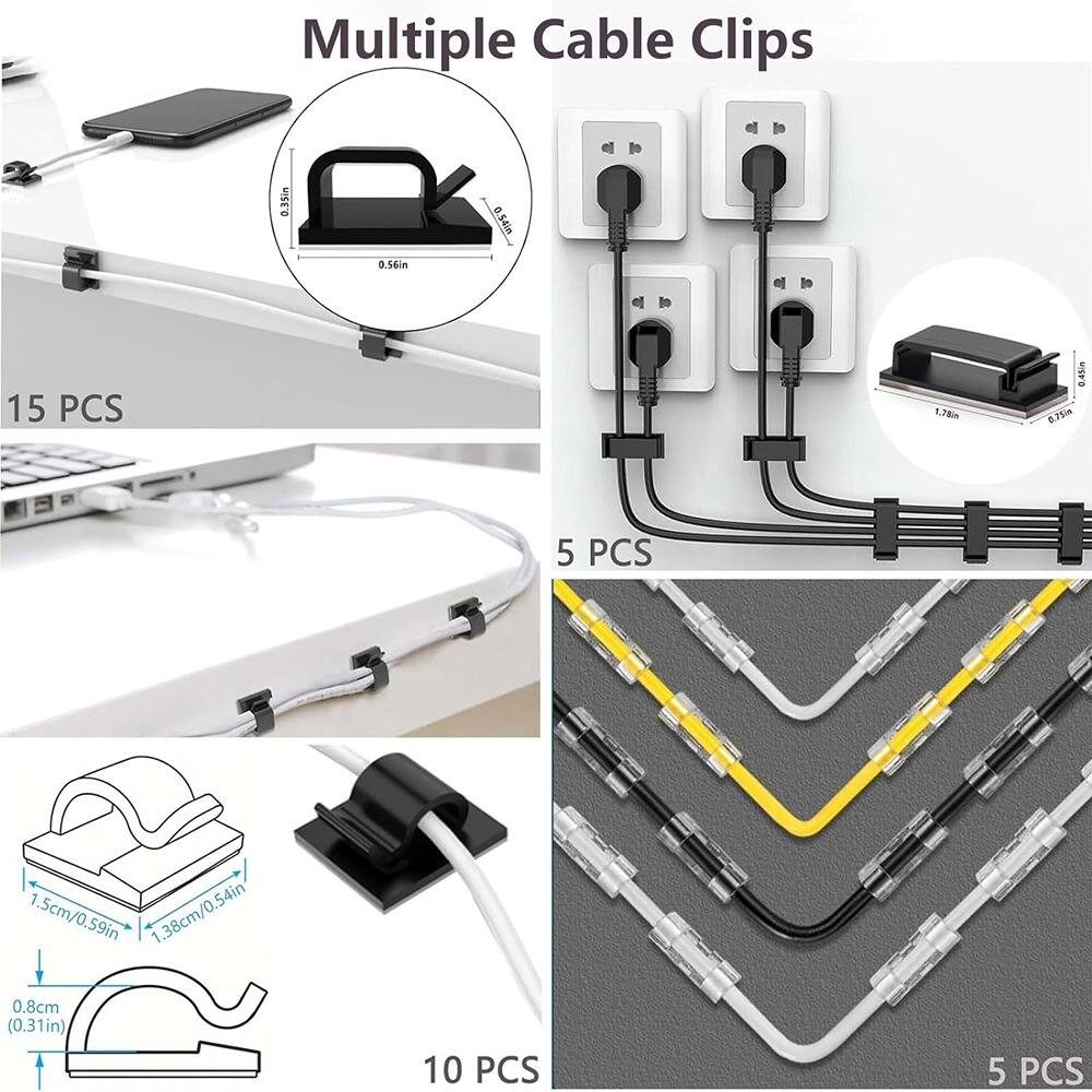 Multiple Cable Clips

- 15 PCS
  - 0.35in x 0.54in x 0.56in

- 5 PCS
  - 1.78in x 0.43in

- 10 PCS
  - 1.5cm/0.59in x 1.38cm/0.54in x 0.8cm/0.31in

- 5 PCS