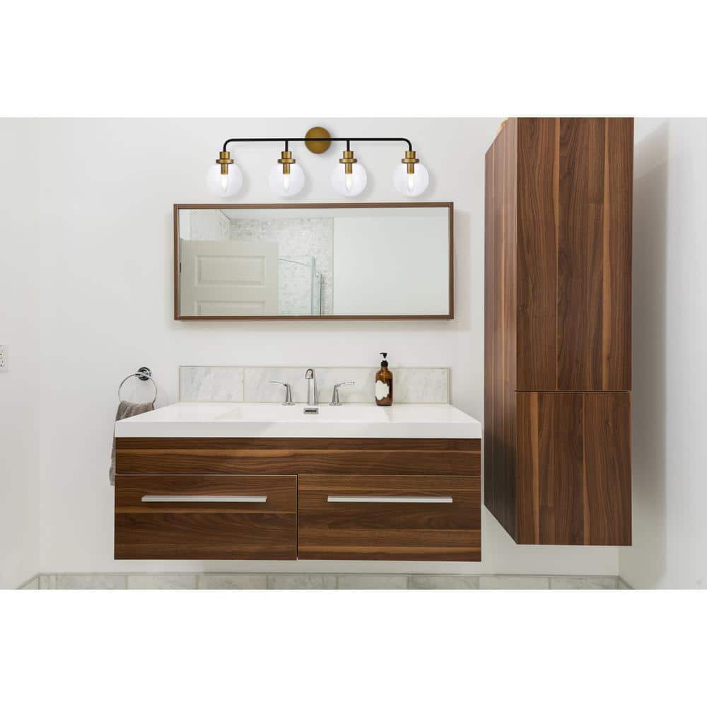Living District - Hanson 4 lights bath sconce in black with brass with clear shade - Black And Brass And Clear Shade price history on PriceWatchPro
