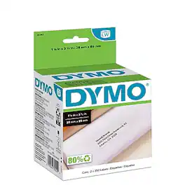DYMO - LabelWriter 30252 Mailing Address Labels, 3-1/2" x 1-1/8", 350 Labels/Roll, 2 Rolls/Box (30252) - Black On White