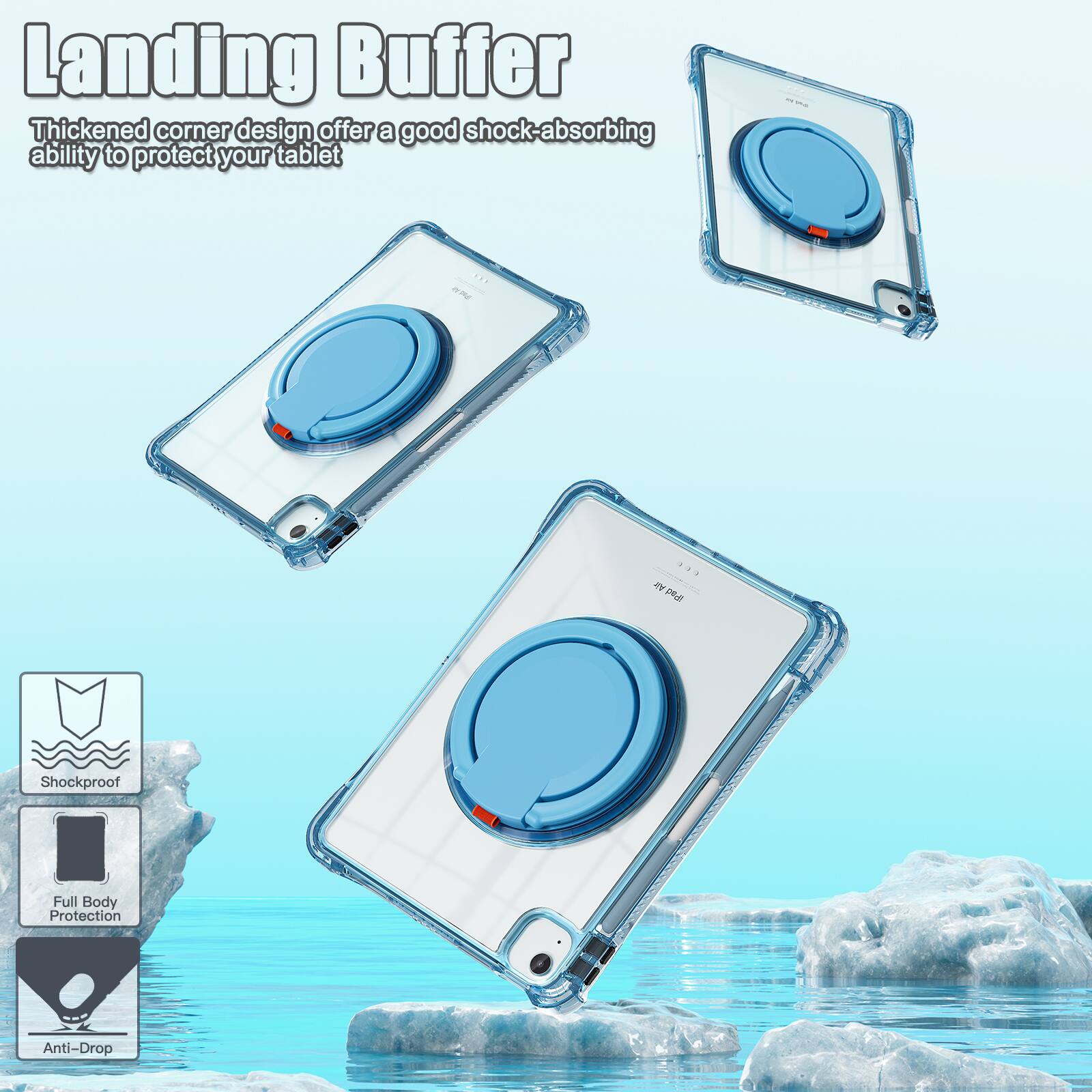 Landing Buffer

Thickened corner design offers a good shock-absorbing ability to protect your tablet

Shockproof Full Body Protection Anti-Drop