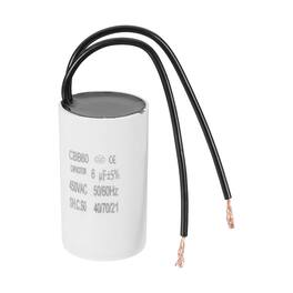 Unique Bargains - 6uF CBB60 Running Capacitor, AC 450V 2 Wires 50/60Hz for Refrigerators, Washing Machines, Water Pumps - White
