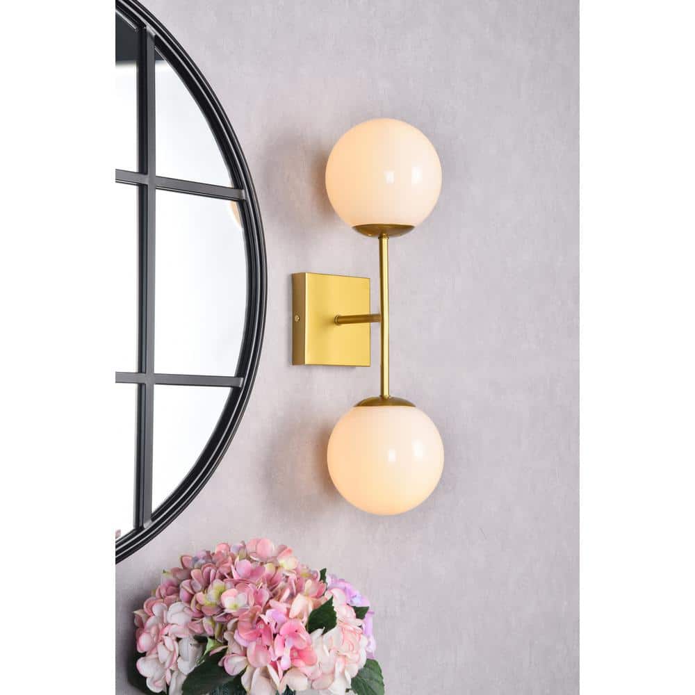 Living District - Neri 2 lights glass wall sconce - Brass And White price history on PriceWatchPro