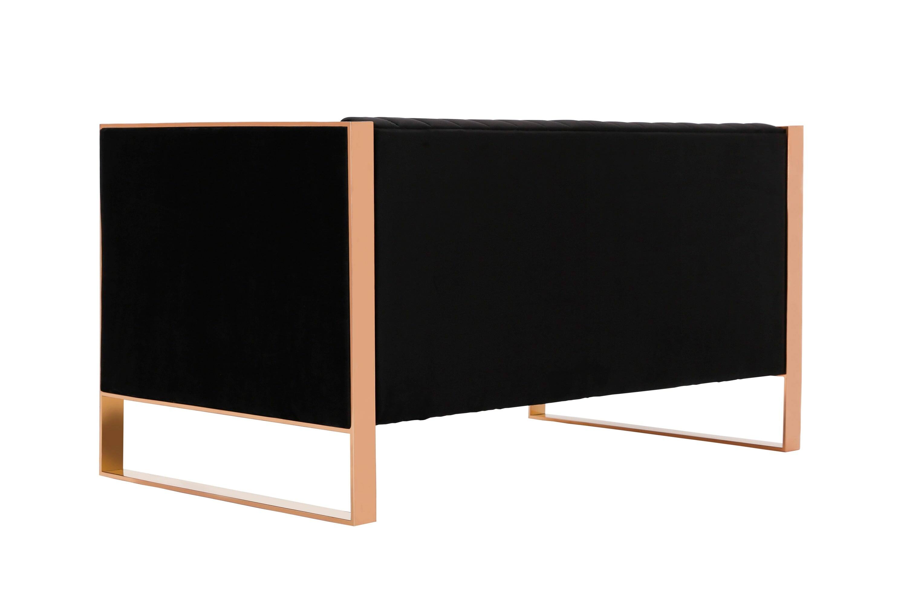 Alt View 2. Manhattan Comfort - Trillium Mid-Century Modern 57" Velvet Loveseat - Black.