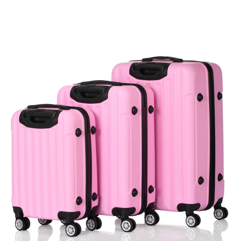Alt View 9. Winado - 20"/24"/28" Luggage Set 3 Piece, ABS Hard Shell Suitcase Set for Travel, Spinner Wheels and TSA Lock - Pink.