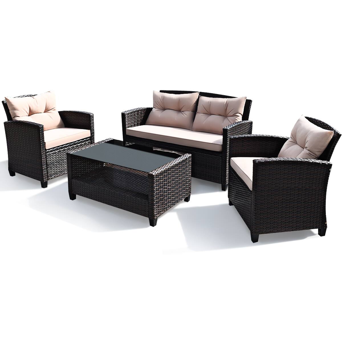 Alt View 5. Gymax - Gymax 8pcs Outdoor Rattan Sectional Sofa Set w/Cushion Armrest Patio - as pic.