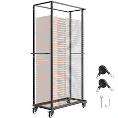 Front. VEVOR - Folding Chair Rack, 500 LBS Capacity, Heavy-duty Chair Cart for 60 Chairs, Metal Chair Storage Dolly Chair Holder - Black.