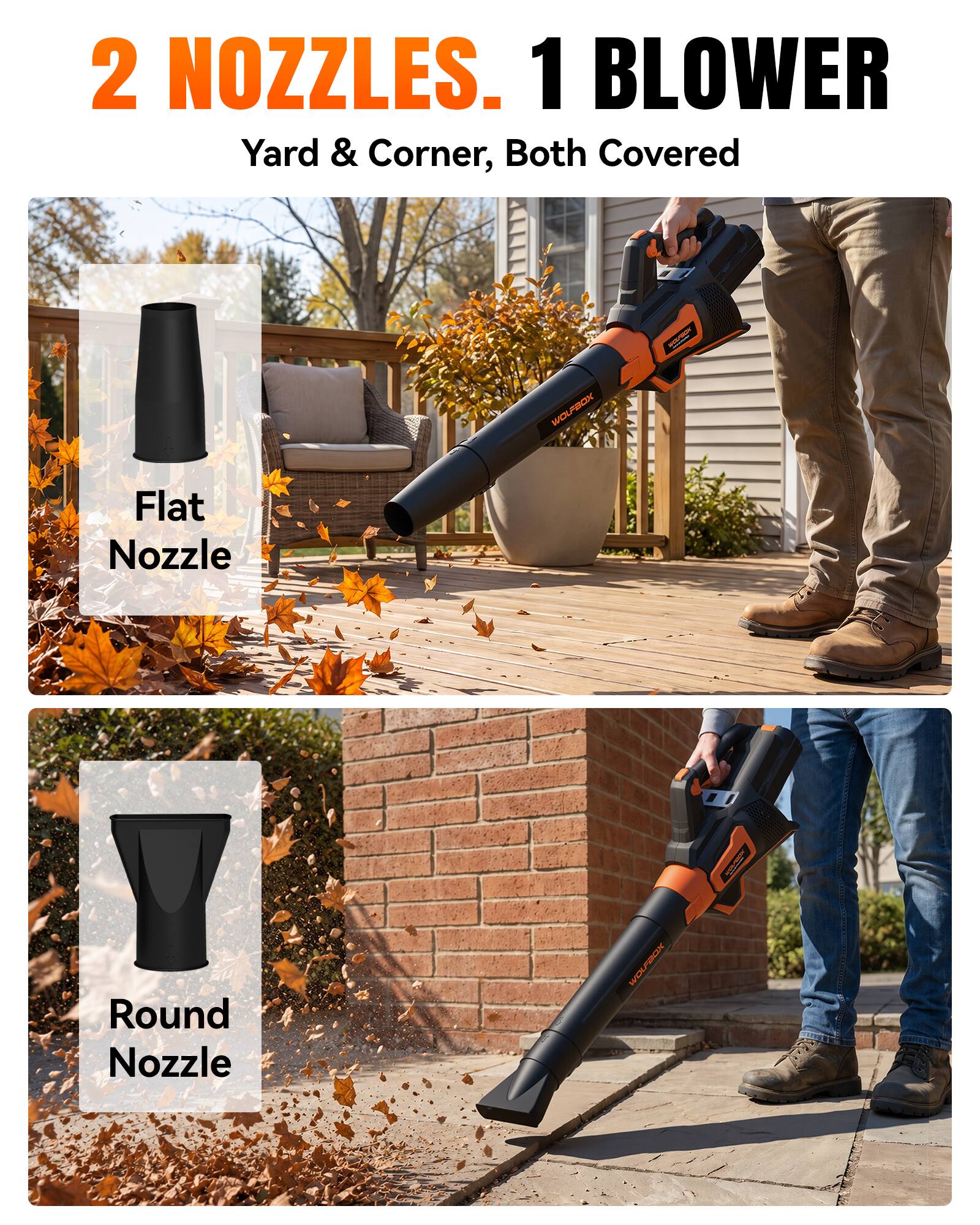 WOLFBOX Cordless Leaf Blower, 60V, 700 CFM 160 MPH Power blower