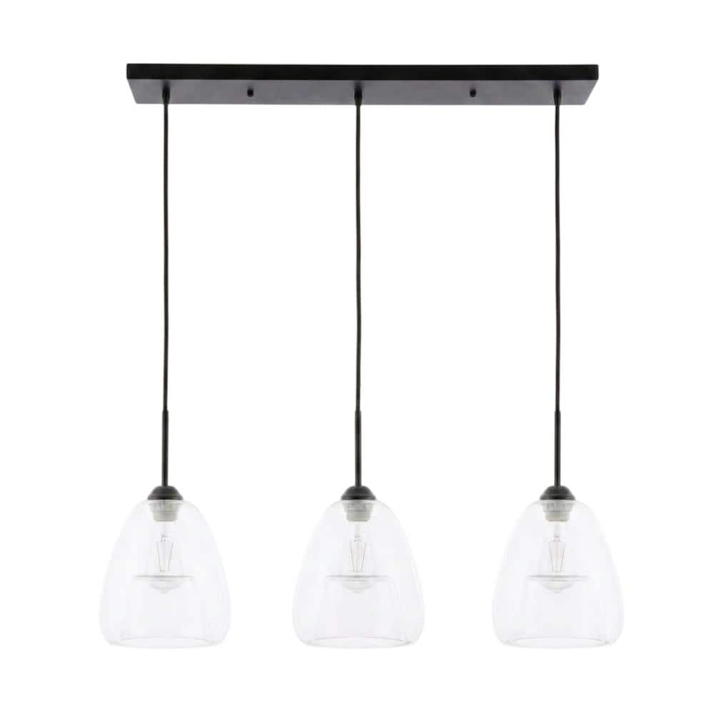 Living District - Kason 3 light pendant - Black And Clear Glass price history on PriceWatchPro