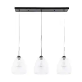 Living District - Kason 3 light pendant - Black And Clear Glass