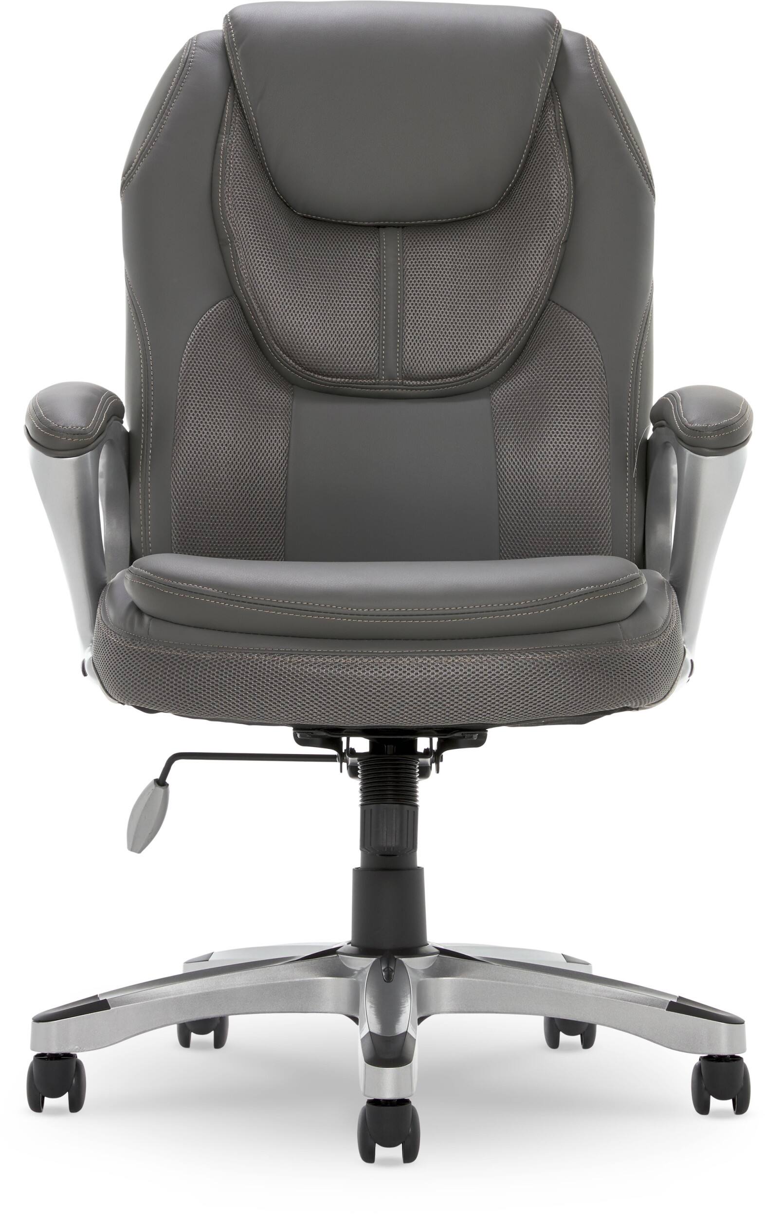 Alt View 17. Serta - Executive Office Chair with Ergonomic Lumbar Support Padded Arms Modern Computer Chair Swivel Leather and Mesh - Duo Gray.