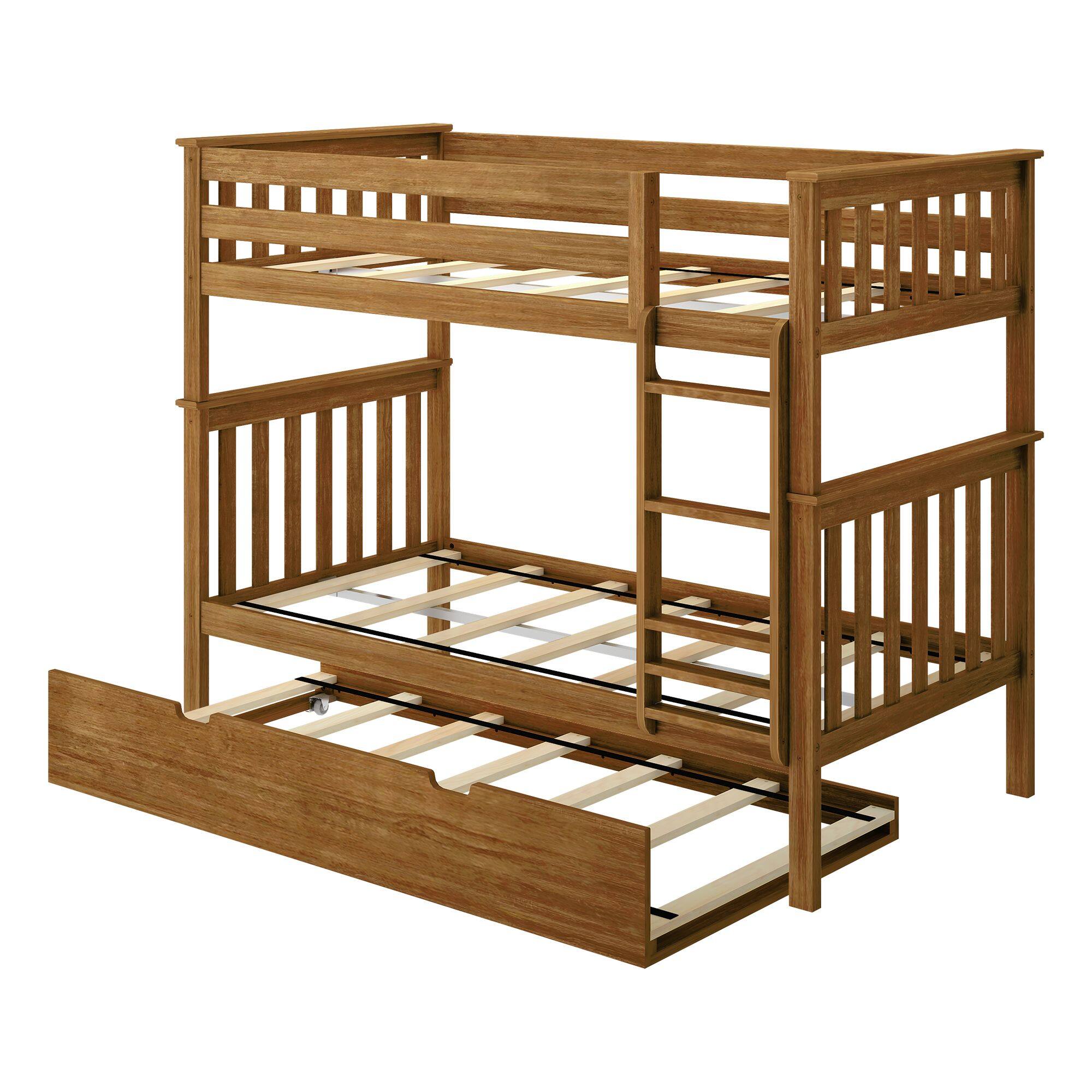 Alt View 4. Plank+Beam - Classic Twin over Twin Bunk Bed Bed with Trundle, Pecan - Pecan.